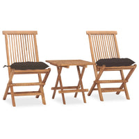 Thumbnail for 3-tlg. Garten-Essgruppe mit Kissen Klappbar Massivholz Teak