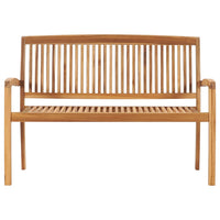 Thumbnail for Stapelbare Gartenbank mit Auflage 128,5 cm Massivholz Teak