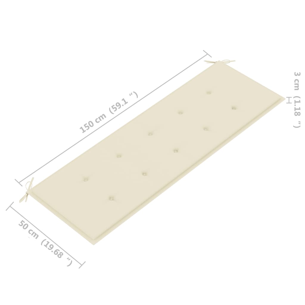 Stapelbare Gartenbank mit Auflage 159 cm Massivholz Teak