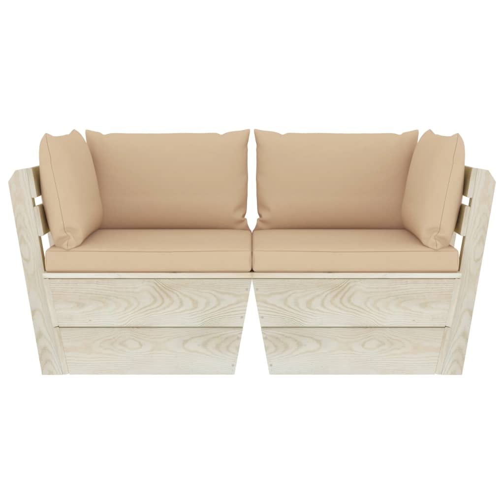 Garten-Palettensofa 2-Sitzer mit Kissen Fichtenholz