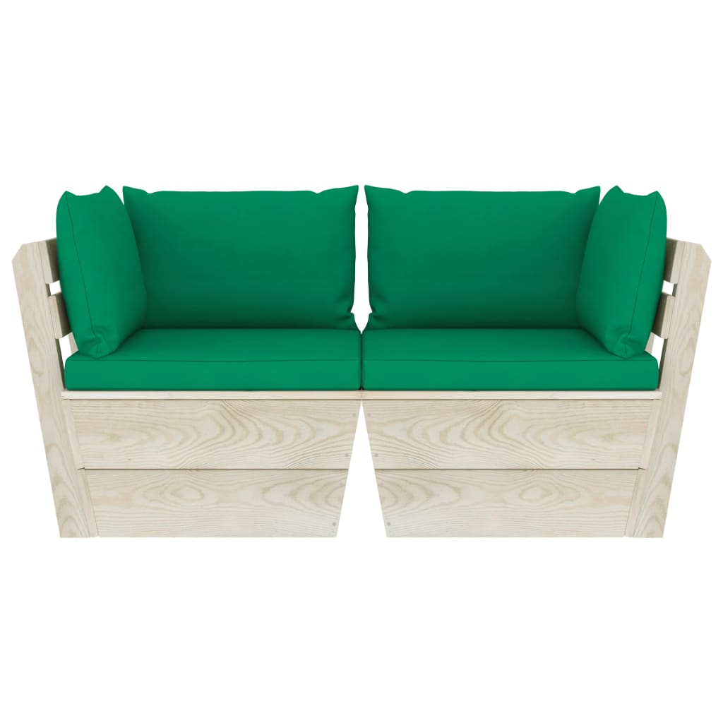 Garten-Palettensofa 2-Sitzer mit Kissen Fichtenholz