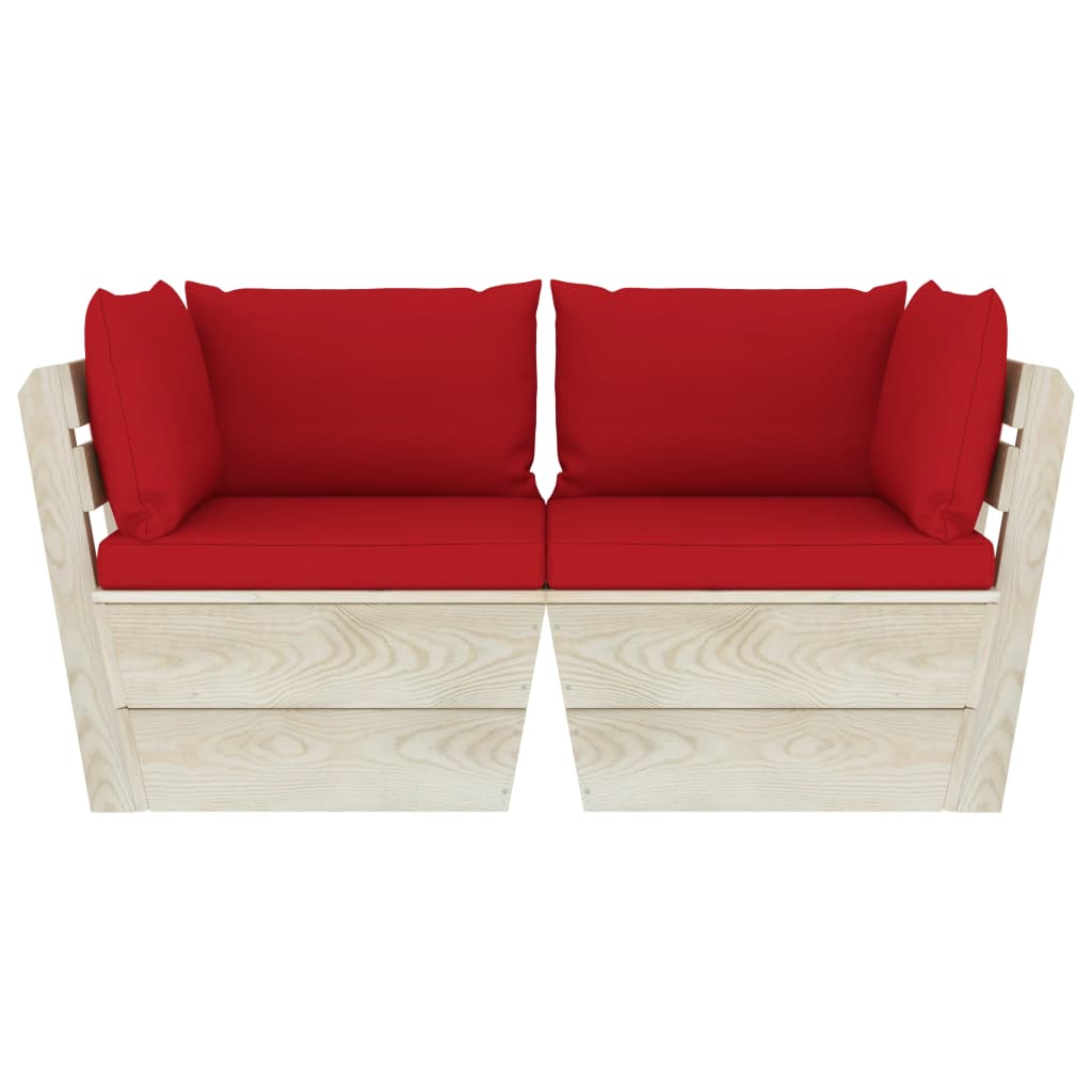 Garten-Palettensofa 2-Sitzer mit Kissen Fichtenholz