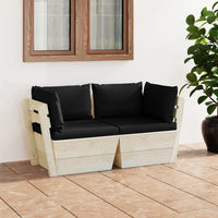 Thumbnail for Garten-Palettensofa 2-Sitzer mit Kissen Fichtenholz