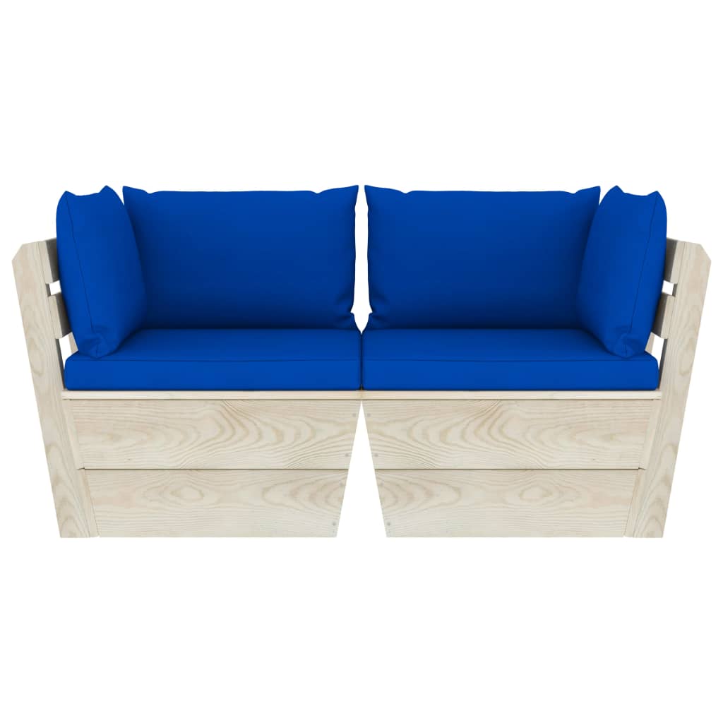 Garten-Palettensofa 2-Sitzer mit Kissen Fichtenholz