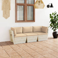 Thumbnail for Garten-Palettensofa 3-Sitzer mit Kissen Fichtenholz