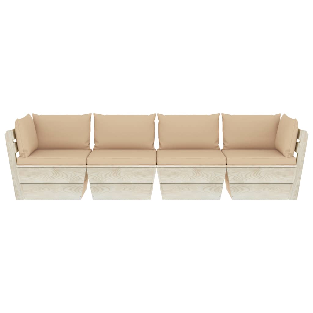 Garten-Palettensofa 4-Sitzer mit Kissen Fichtenholz
