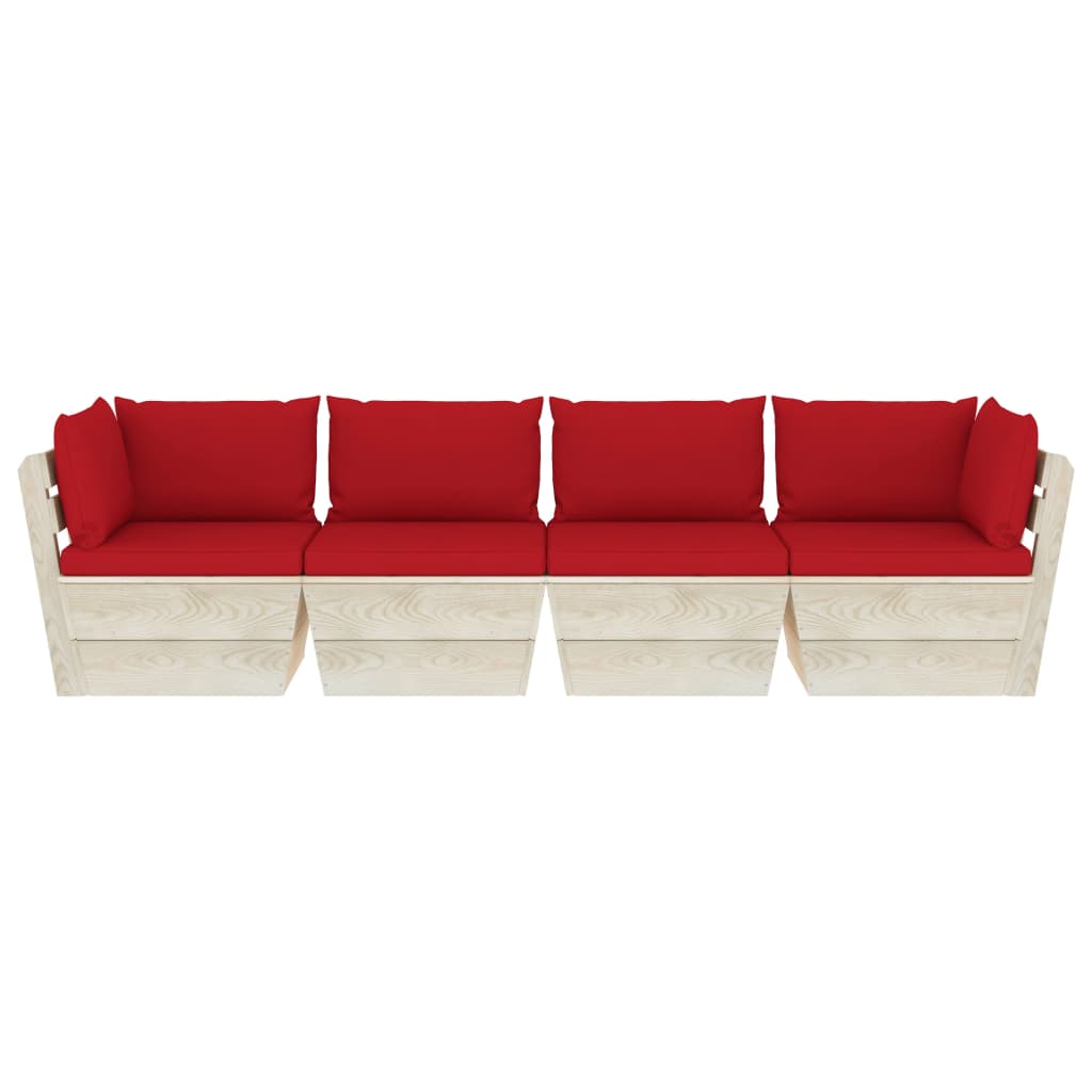 Garten-Palettensofa 4-Sitzer mit Kissen Fichtenholz