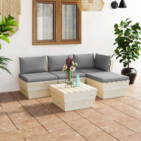 Thumbnail for 5-tlg. Garten-Sofagarnitur aus Paletten mit Kissen Fichtenholz