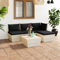 Thumbnail for 5-tlg. Garten-Sofagarnitur aus Paletten mit Kissen Fichtenholz