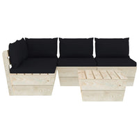 Thumbnail for 5-tlg. Garten-Sofagarnitur aus Paletten mit Kissen Fichtenholz