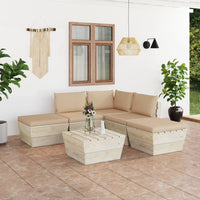 Thumbnail for 6-tlg. Garten-Sofagarnitur aus Paletten mit Kissen Fichtenholz