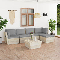Thumbnail for 6-tlg. Garten-Sofagarnitur aus Paletten mit Kissen Fichtenholz