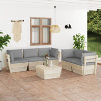 Thumbnail for 6-tlg. Garten-Sofagarnitur aus Paletten mit Kissen Fichtenholz
