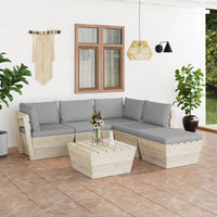 Thumbnail for 6-tlg. Garten-Sofagarnitur aus Paletten mit Kissen Fichtenholz