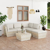 Thumbnail for 6-tlg. Garten-Sofagarnitur aus Paletten mit Kissen Fichtenholz
