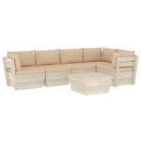 Thumbnail for 6-tlg. Garten-Sofagarnitur aus Paletten mit Kissen Fichtenholz