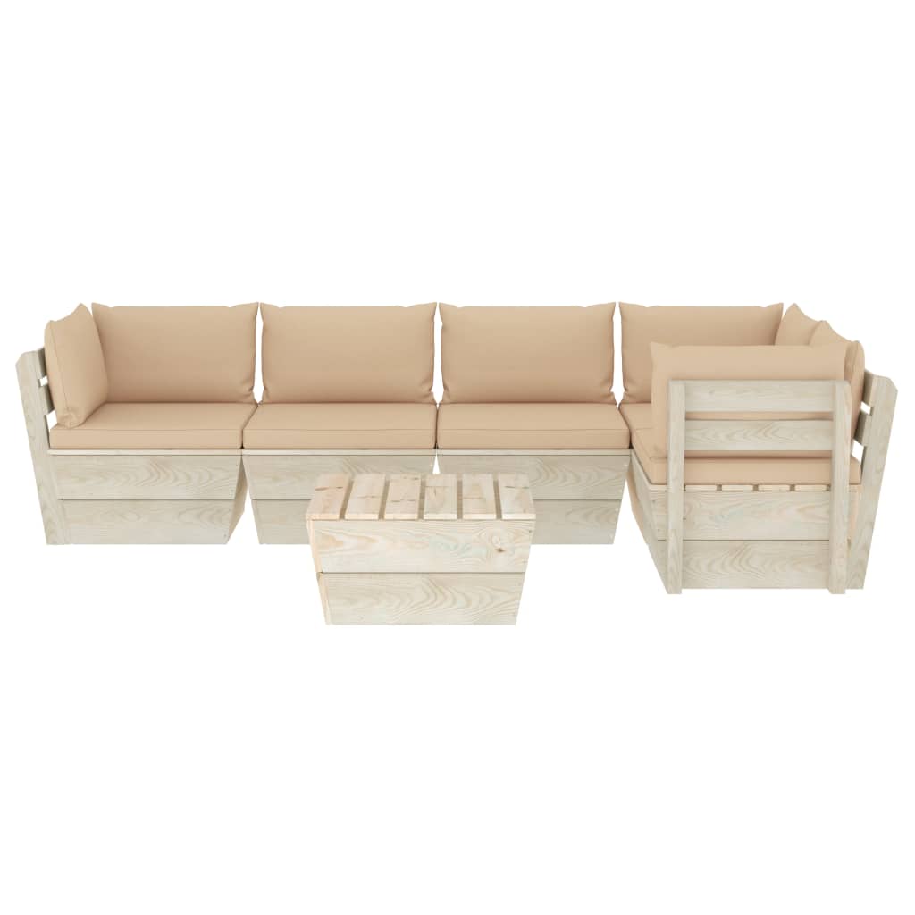 6-tlg. Garten-Sofagarnitur aus Paletten mit Kissen Fichtenholz