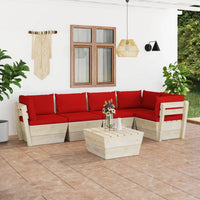 Thumbnail for 6-tlg. Garten-Sofagarnitur aus Paletten mit Kissen Fichtenholz