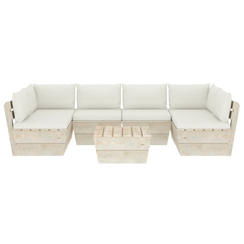 7-tlg. Garten-Sofagarnitur aus Paletten mit Kissen Fichtenholz