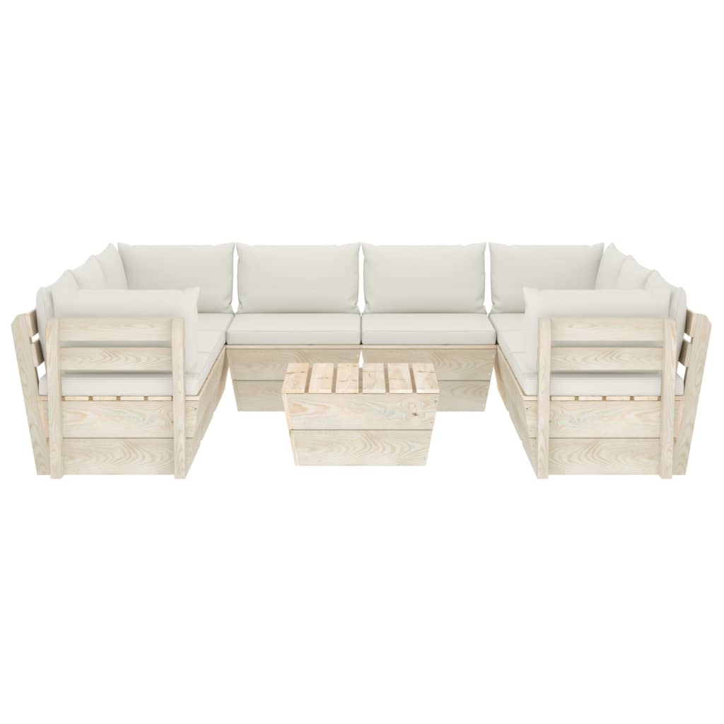 9-tlg. Garten-Sofagarnitur aus Paletten mit Kissen Fichtenholz
