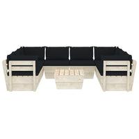 Thumbnail for 9-tlg. Garten-Sofagarnitur aus Paletten mit Kissen Fichtenholz