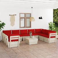 Thumbnail for 10-tlg. Garten-Sofagarnitur aus Paletten mit Kissen Fichtenholz