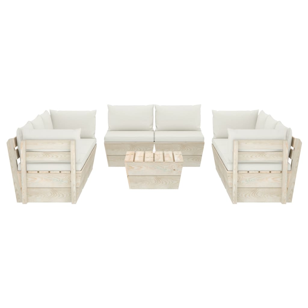 9-tlg. Garten-Sofagarnitur aus Paletten mit Kissen Fichtenholz