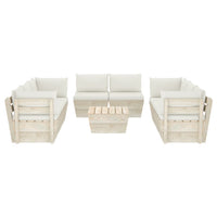 Thumbnail for 9-tlg. Garten-Sofagarnitur aus Paletten mit Kissen Fichtenholz