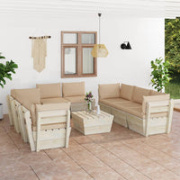 Thumbnail for 9-tlg. Garten-Sofagarnitur aus Paletten mit Kissen Fichtenholz