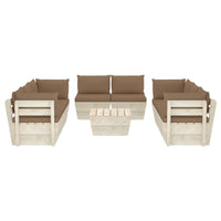 Thumbnail for 9-tlg. Garten-Sofagarnitur aus Paletten mit Kissen Fichtenholz