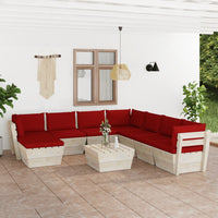 Thumbnail for 9-tlg. Garten-Sofagarnitur aus Paletten mit Kissen Fichtenholz