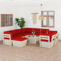 Thumbnail for 10-tlg. Garten-Sofagarnitur aus Paletten mit Kissen Fichtenholz