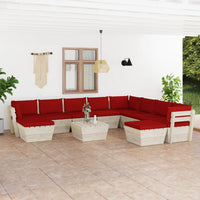 Thumbnail for 11-tlg. Garten-Sofagarnitur aus Paletten mit Kissen Fichtenholz