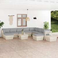 Thumbnail for 12-tlg. Garten-Sofagarnitur aus Paletten mit Kissen Fichtenholz