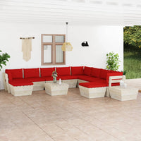 Thumbnail for 12-tlg. Garten-Sofagarnitur aus Paletten mit Kissen Fichtenholz