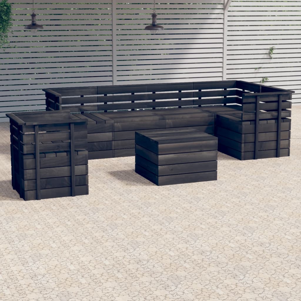 7-tlg. Garten-Sofagarnitur aus Paletten Kiefernholz Dunkelgrau