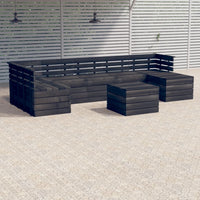 Thumbnail for 8-tlg. Garten-Sofagarnitur aus Paletten Kiefernholz Dunkelgrau