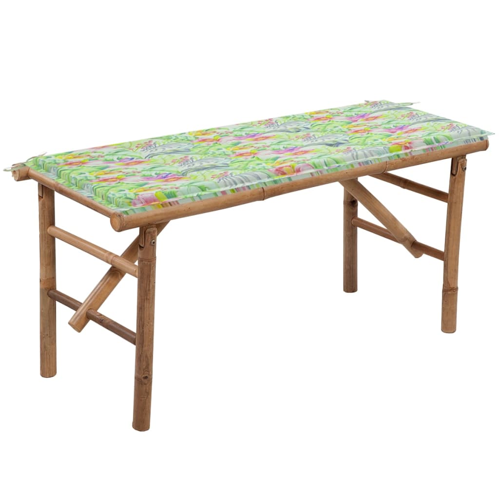 Klappbare Gartenbank mit Auflage 118 cm Bambus