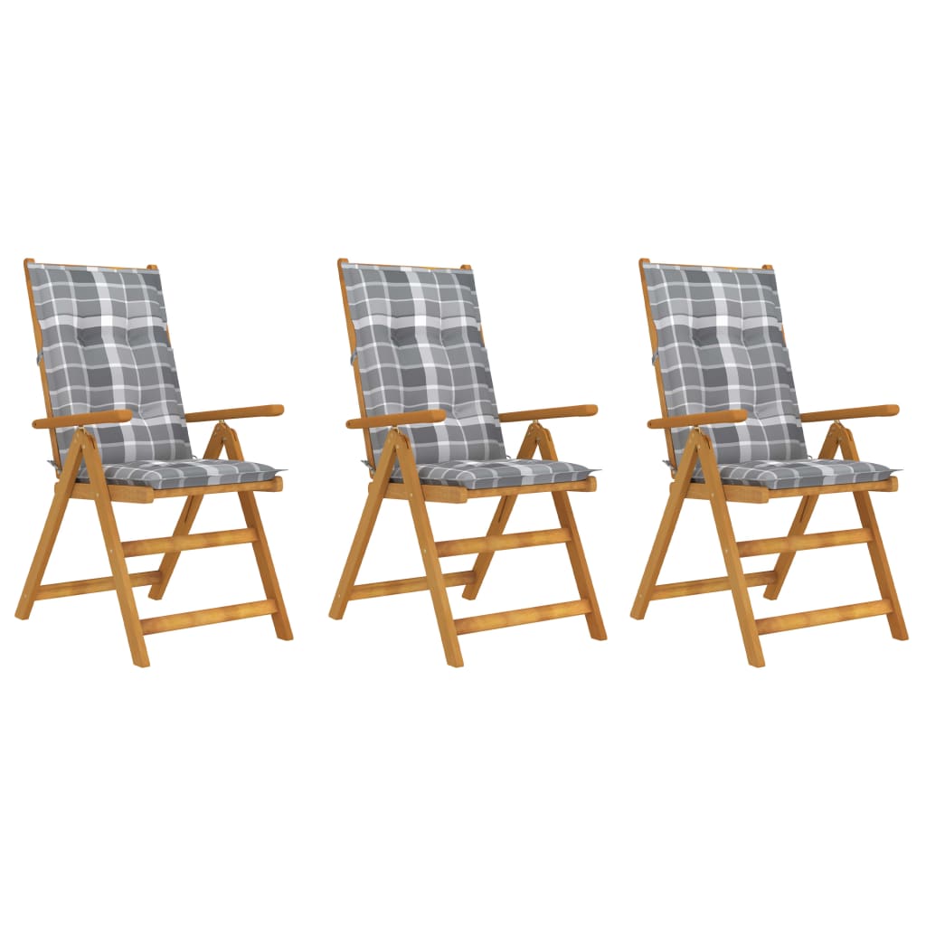 Klappbare Gartenstühle 3 Stk. mit Auflagen Massivholz Akazie