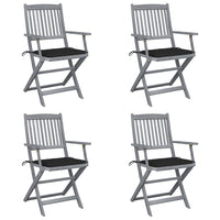 Thumbnail for Klappbare Gartenstühle 4 Stk. mit Sitzkissen Massivholz Akazie