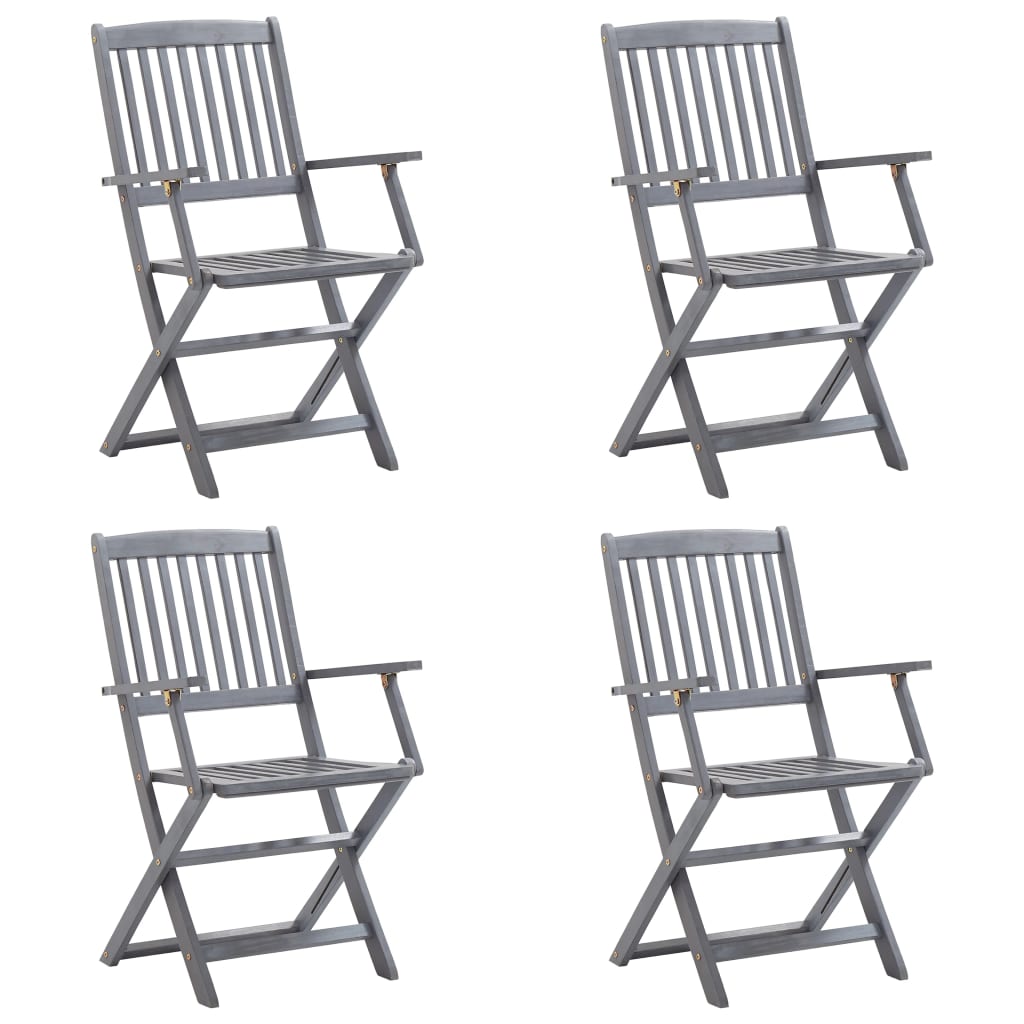 Klappbare Gartenstühle 4 Stk. mit Kissen Massivholz Akazie