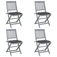 Thumbnail for Klappbare Gartenstühle 4 Stk. mit Kissen Massivholz Akazie