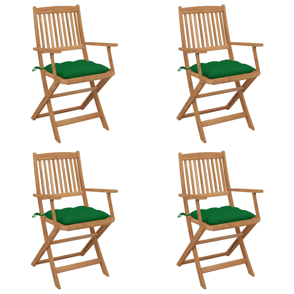 Klappbare Gartenstühle 4 Stk. mit Kissen Massivholz Akazie