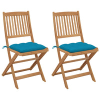 Thumbnail for Klappbare Gartenstühle 2 Stk. mit Kissen Massivholz Akazie