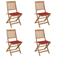 Thumbnail for Klappbare Gartenstühle 4 Stk. mit Kissen Massivholz Akazie