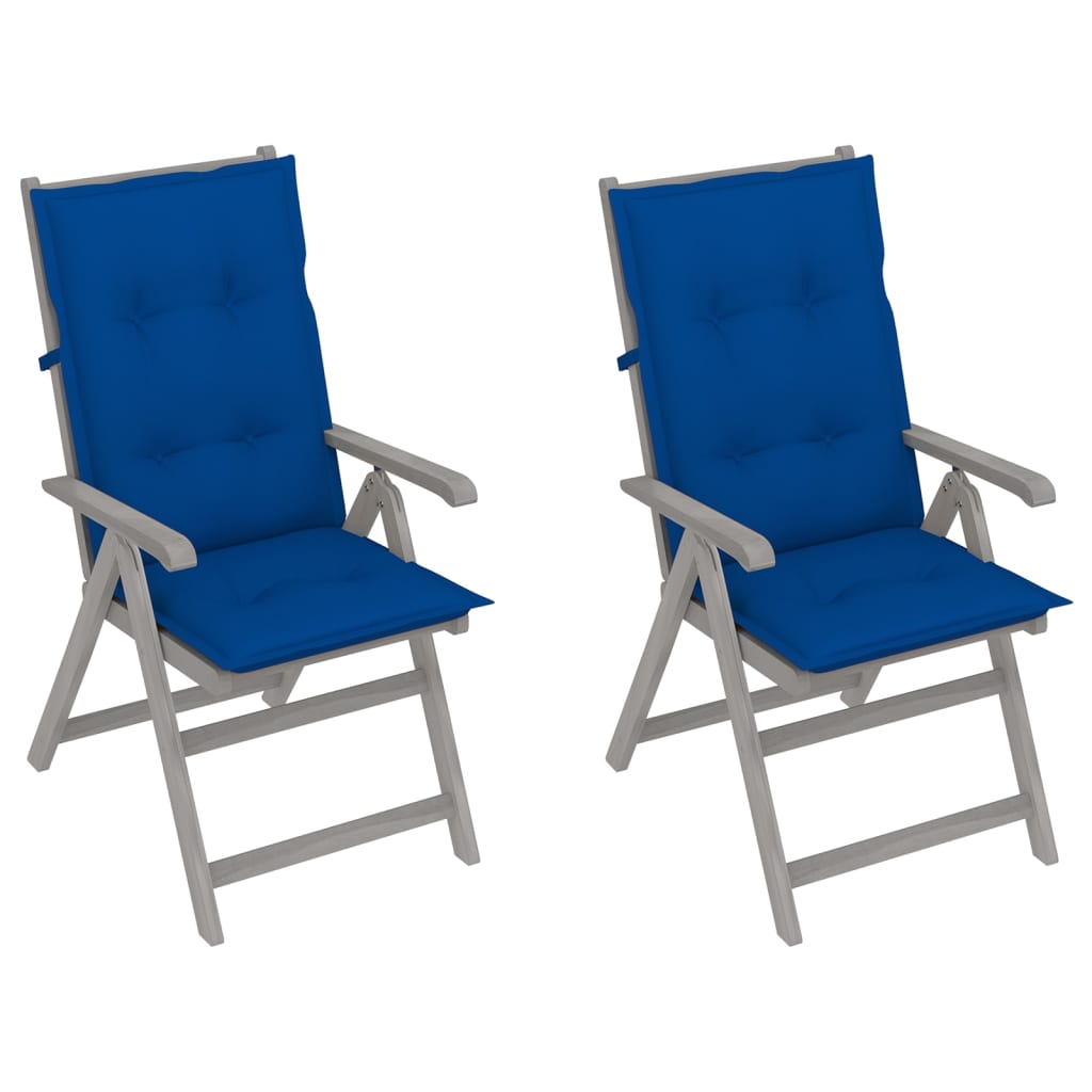 Verstellbare Gartenstühle 2 Stk. mit Auflagen Massivholz Akazie