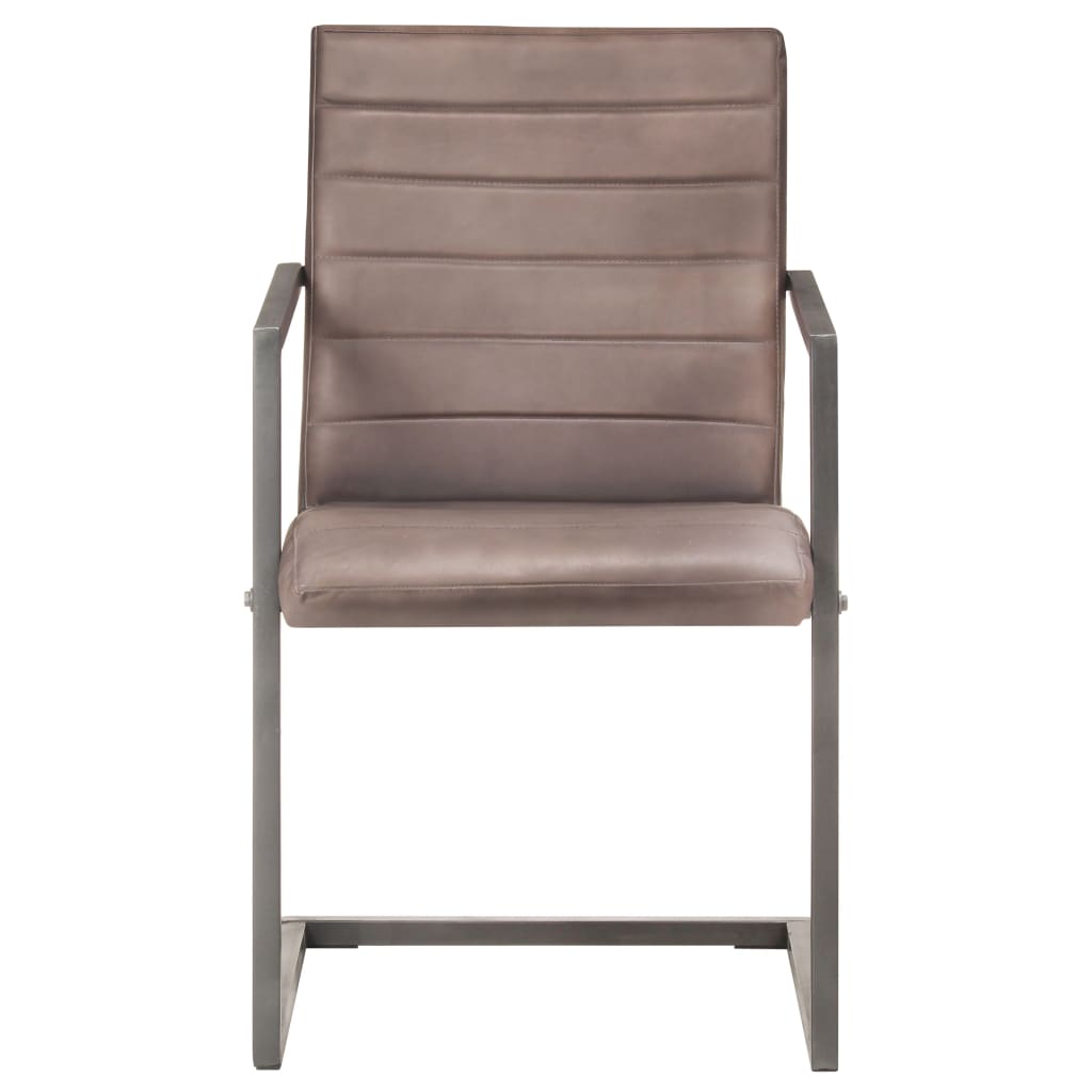 Freischwinger 6 Stk. Braun Echtleder