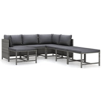 Thumbnail for 7-tlg. Garten-Lounge-Set mit Kissen Poly Rattan Grau