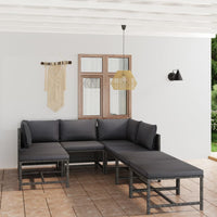 Thumbnail for 7-tlg. Garten-Lounge-Set mit Kissen Poly Rattan Grau