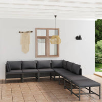 Thumbnail for 8-tlg. Garten-Lounge-Set mit Kissen Poly Rattan Grau